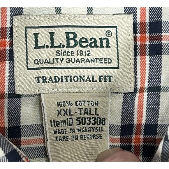 LL Bean Sz XXL Tall Traditional Fit Scotch Plaid Cotton Button Down Long Sleeve - Picture 3 of 12